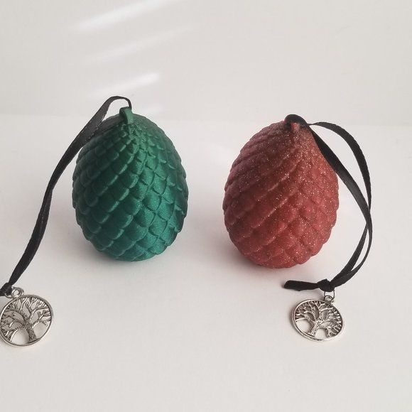 Dragon Egg Ornament Set Red and Green - Picture 4 of 10